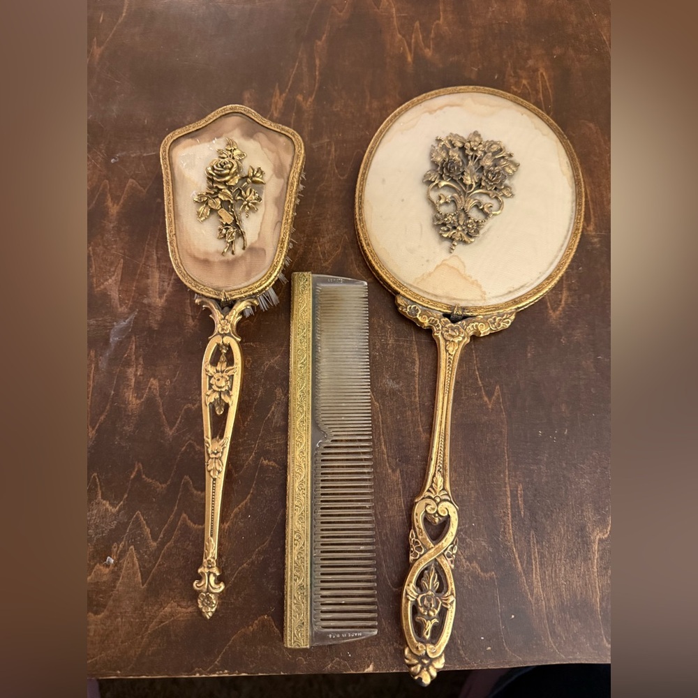 Gold Vintage Decorative Wall Mirror Set - Ornate Floral Design matson